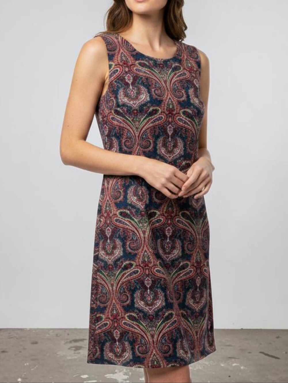 #9 Chadwicks Paisley Print Midi Dress - Red and Green